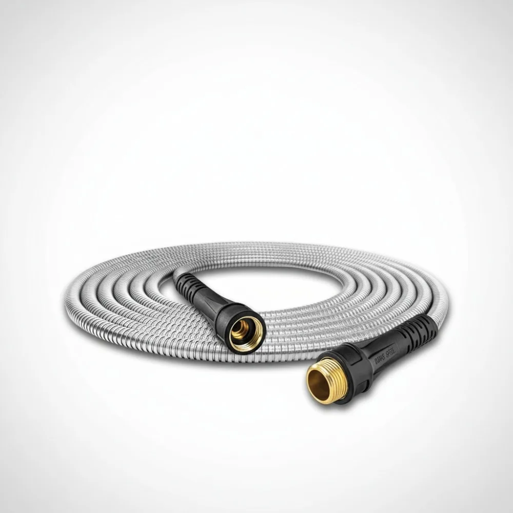 

75ft Stainless Steel Garden Hose with Nozzle, Flexible Kink-Free Water Hose, Lightweight Heavy Duty for Home & Garden