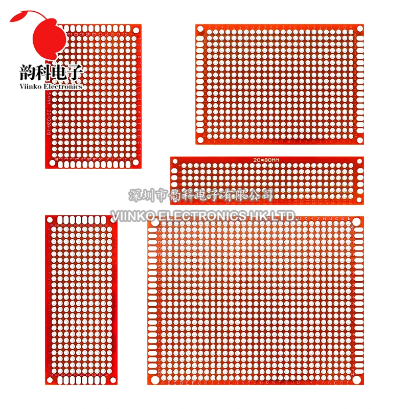 5PCS PCB Protoboard Red Double Side Prototype Board 2x8cm 3x7cm 4x6cm 5x7cm 7x9cm Printed Circuit Boards DIY Electronic Kit