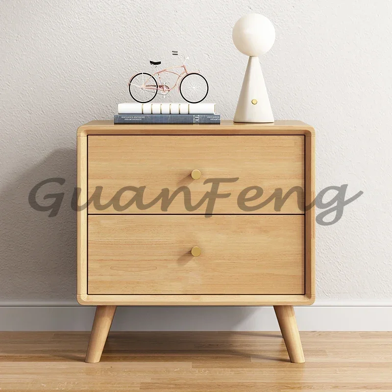 Multi-color Wooden Nightstand, Double Drawer Small Bedside Table, Home Storage Furniture for Bedroom & Living Room
