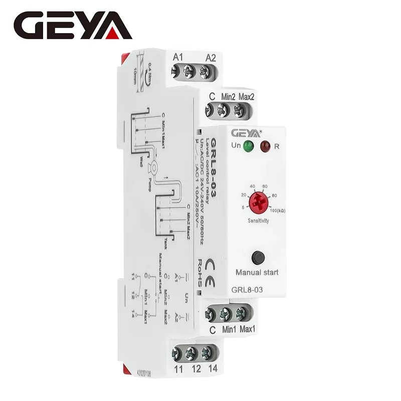 YAO GEYA  Level control relay Instruction Manual  Applications -Designed  for monitoring level in wellss basins, reservoirs,