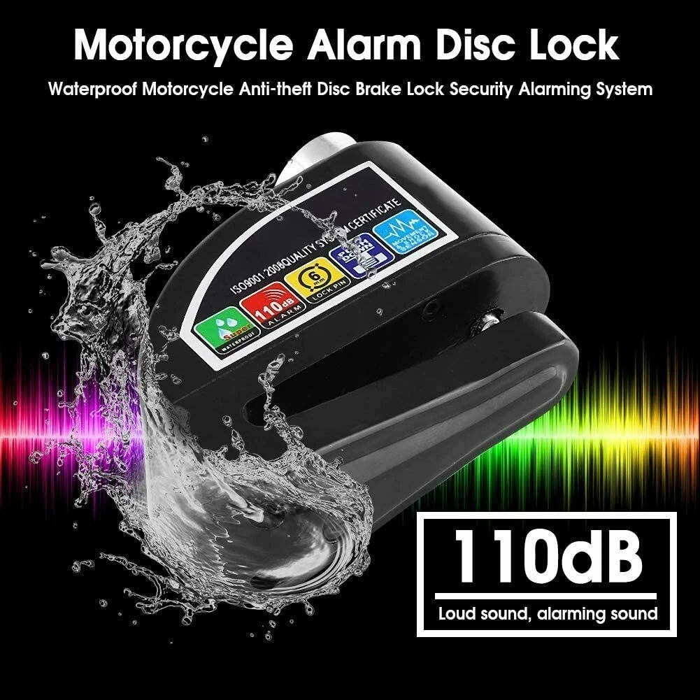 110db Loud Motorcycle Scooter Anti-theft Brake Disc Lock Wheel Alarm Scooter Accessories Waterproof Bicycle Lock Brand New