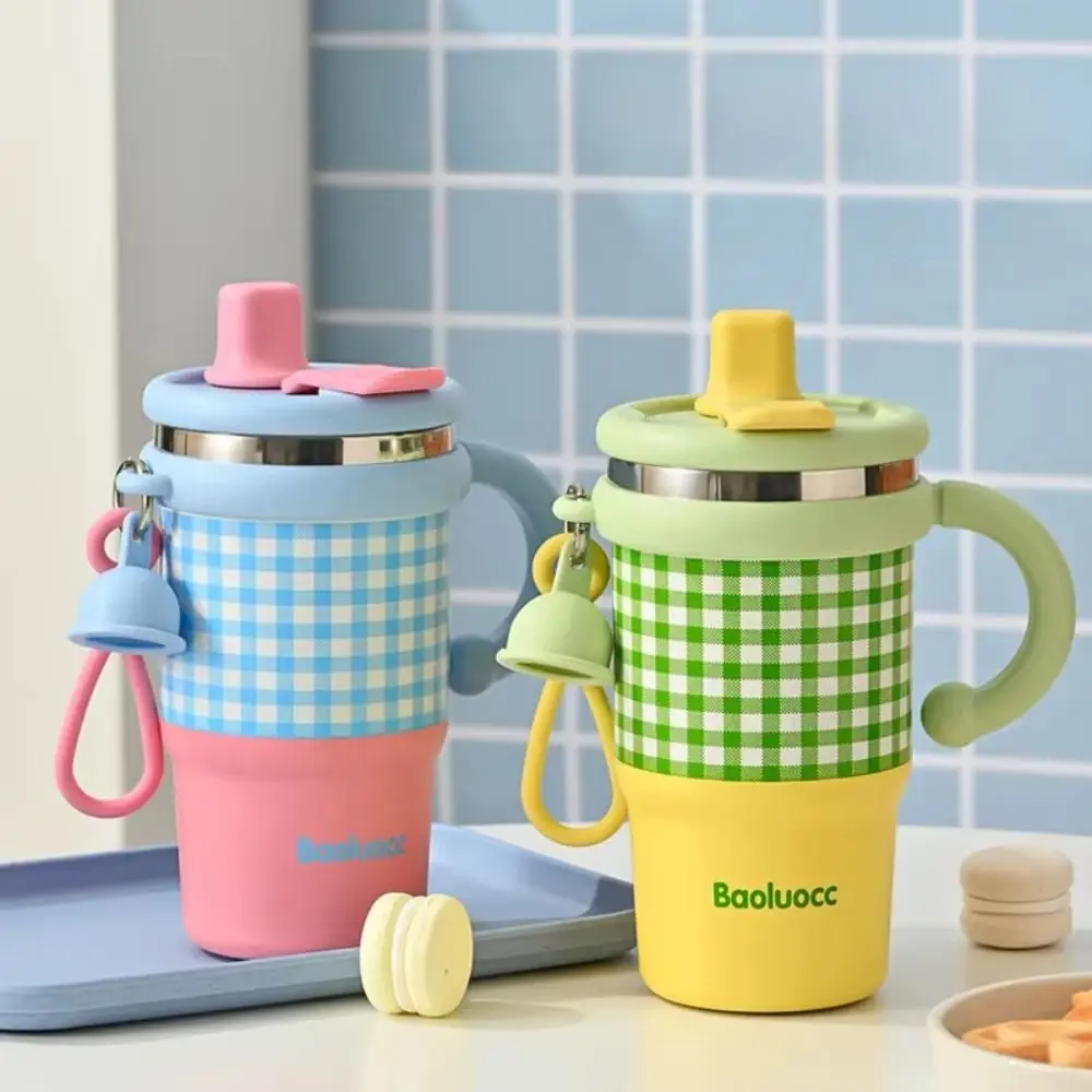 

600ml Thermal Water Bottle Creative Leak Proof Coffee Tumbler with Handle Keeps Cold and Heat Cute Vacuum Flask Sports