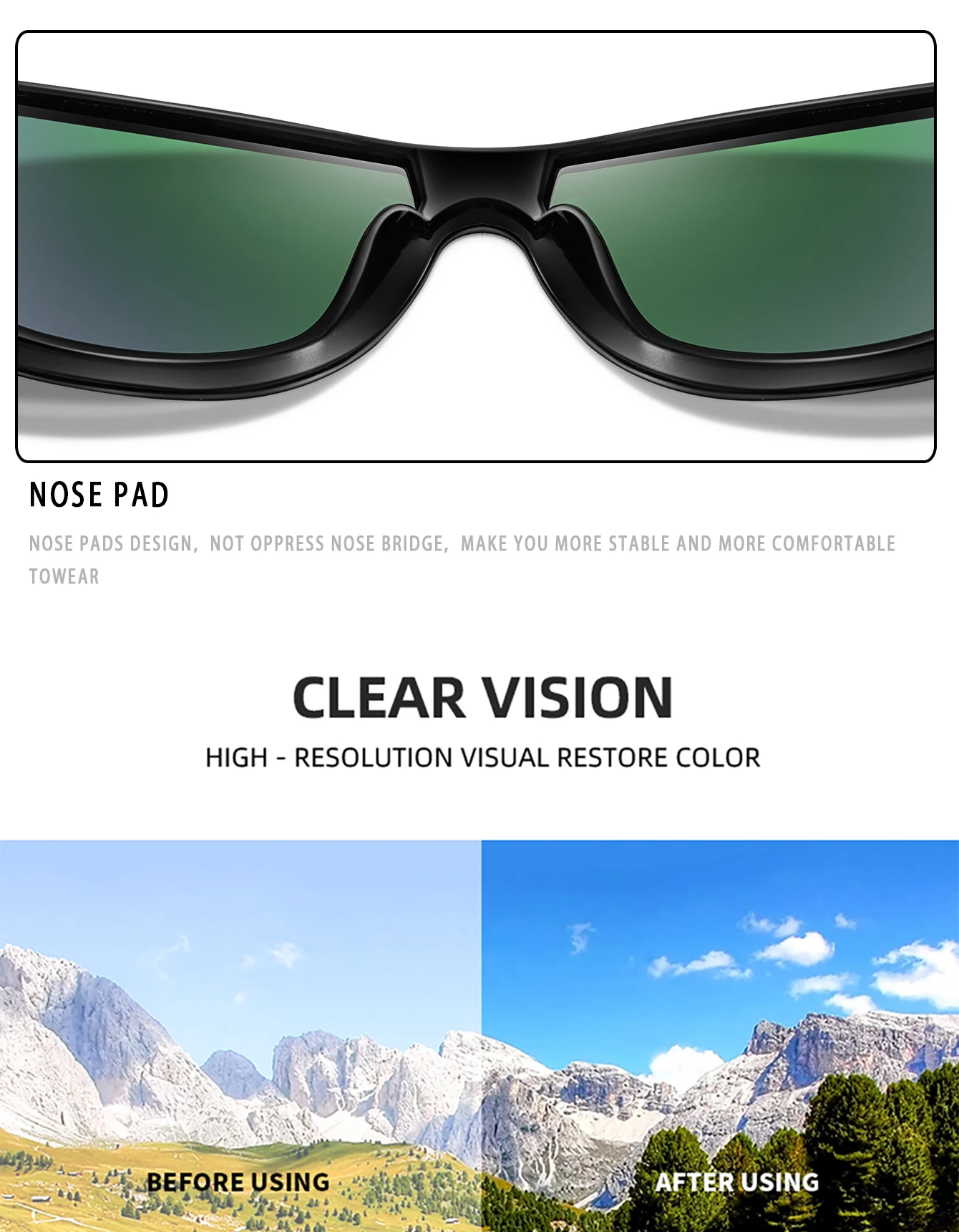 Quadratische Mode UV400 Sonnenbrille Männer Frauen Outdoor Fahren Fahrrad Straße Winddichte Brille Wandern Camping Klassische Shades – Detail 13