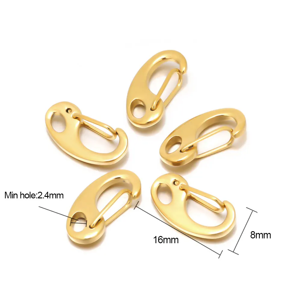 5Pcs Stainless Steel D-shaped  Lobster Clasp Necklace Chains Hooks Connectors Parts for Jewelry Making DIY Crafts Findings