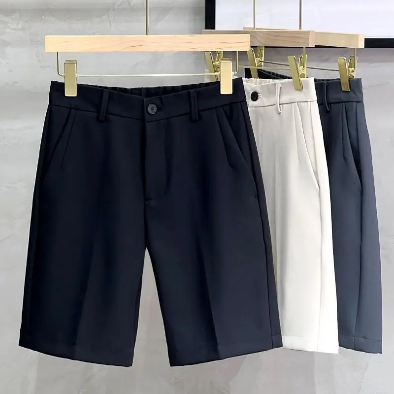 Five-point Suit Pants for Men Korean Style Business Shorts Trousers Slim Mid-pants Without Ironing Thin Casual Trousers - Image 3