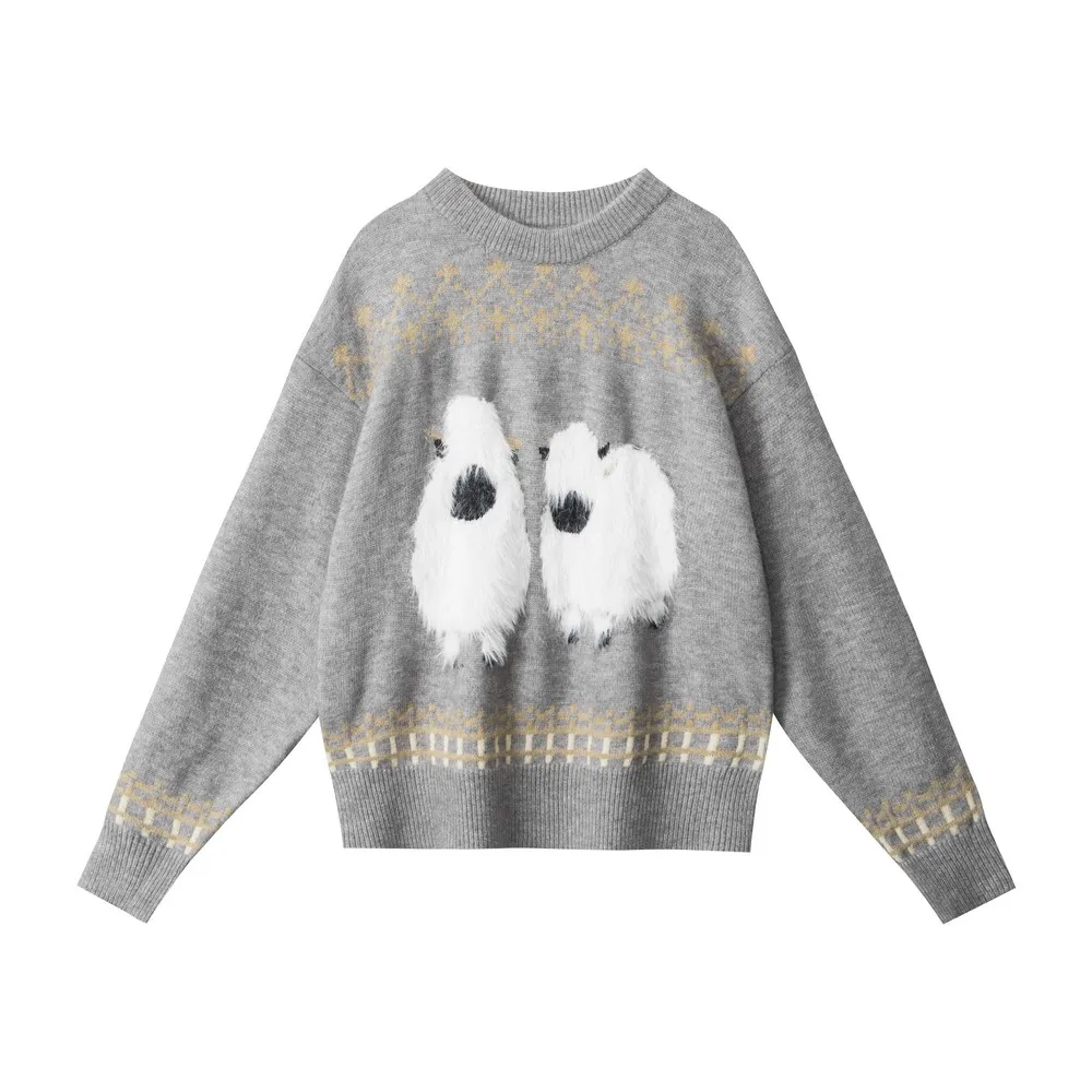 

Свободные милые овцы, элегантные винтажные свитера с героями мультфильмов, дизайнерская вязаная зимняя одежда, пуловеры, топы для женщин и девочек, офисные дамы