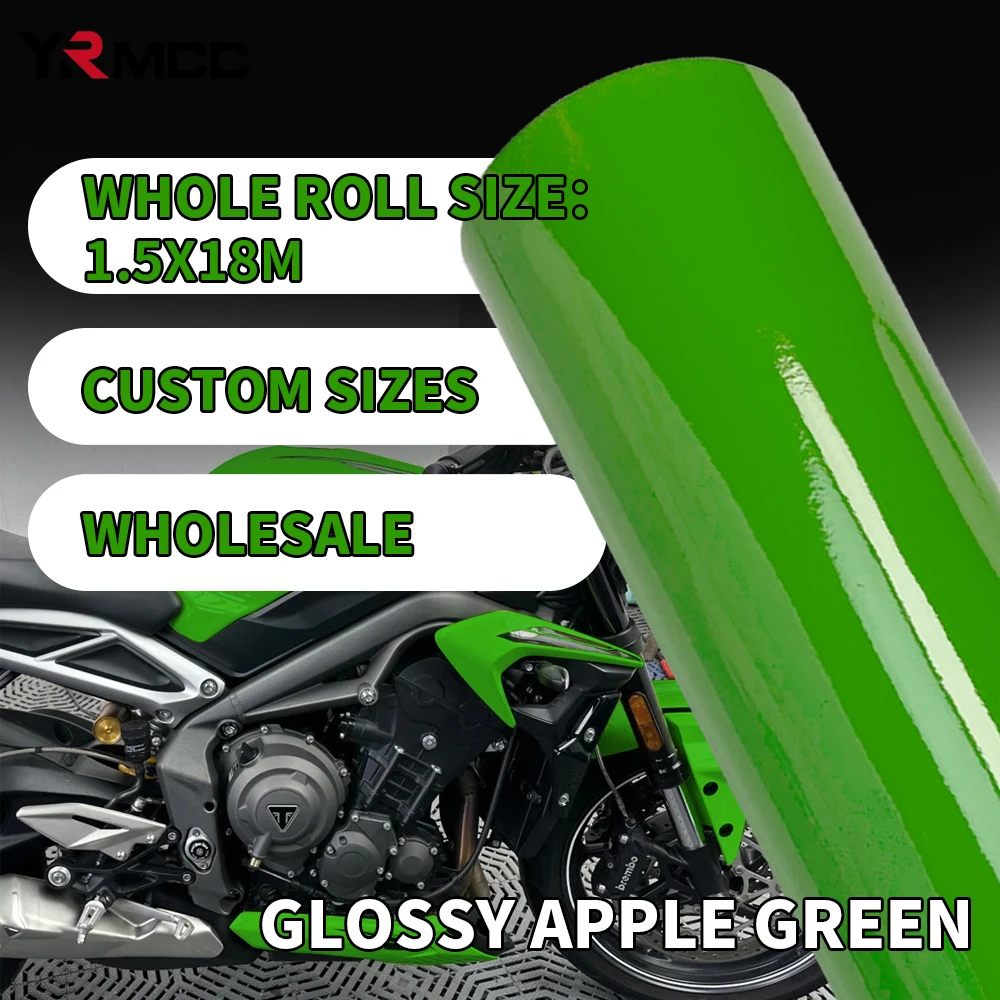 100x150/300 см глянцевая автомобильная упаковка, водостойкая наклейка для мотоцикла, блестящая зеленая фольга, автомобильная пленка, самоклеящаяся виниловая пленка