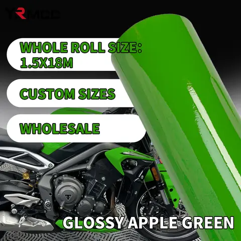 100×150/300cm 광택 자동차 랩핑 방수 오토바이 스티커 반짝이는 녹색 포일 자동차 필름 커버링 자가 접착 비닐 랩 필름
