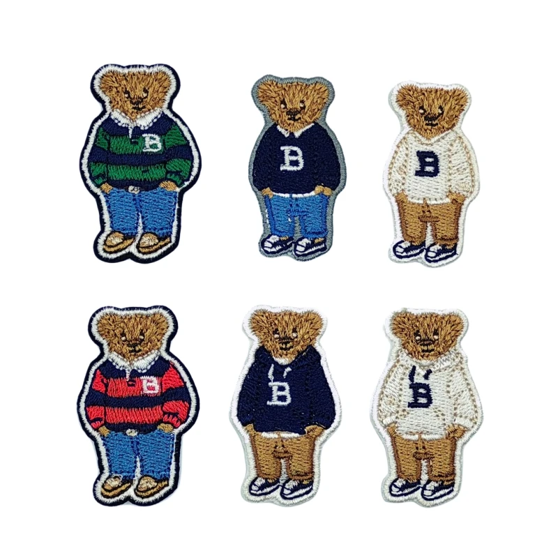 

Cute Bear Embroidered Patches Iron on Sewing on Cartoon Patch for Clothing DIY Applique Decorative Emblem Accessories Stickers