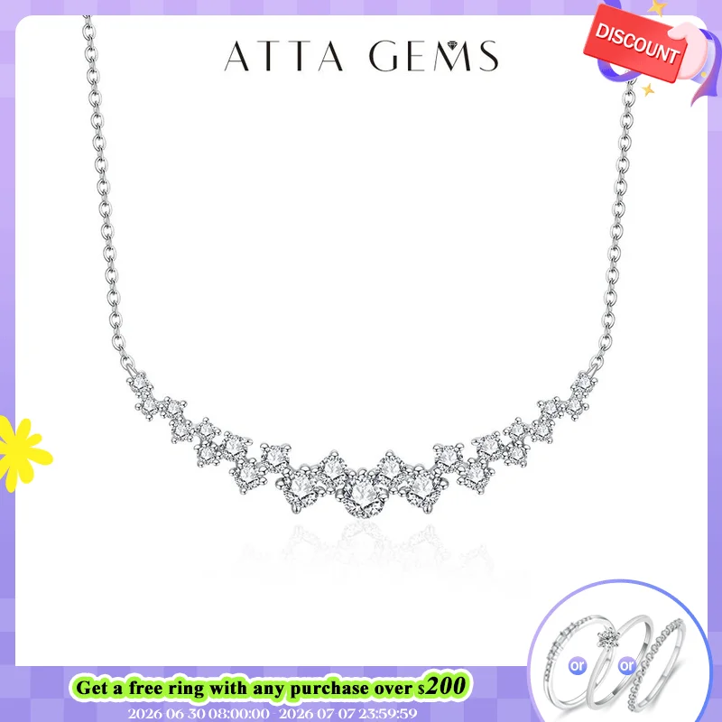 

ATTAGEMS D VVS1 Color Luxurly Moissanite Necklace for Women Silver 925 Yellow Gold Plated Pendant for Wedding Anniversary Gift