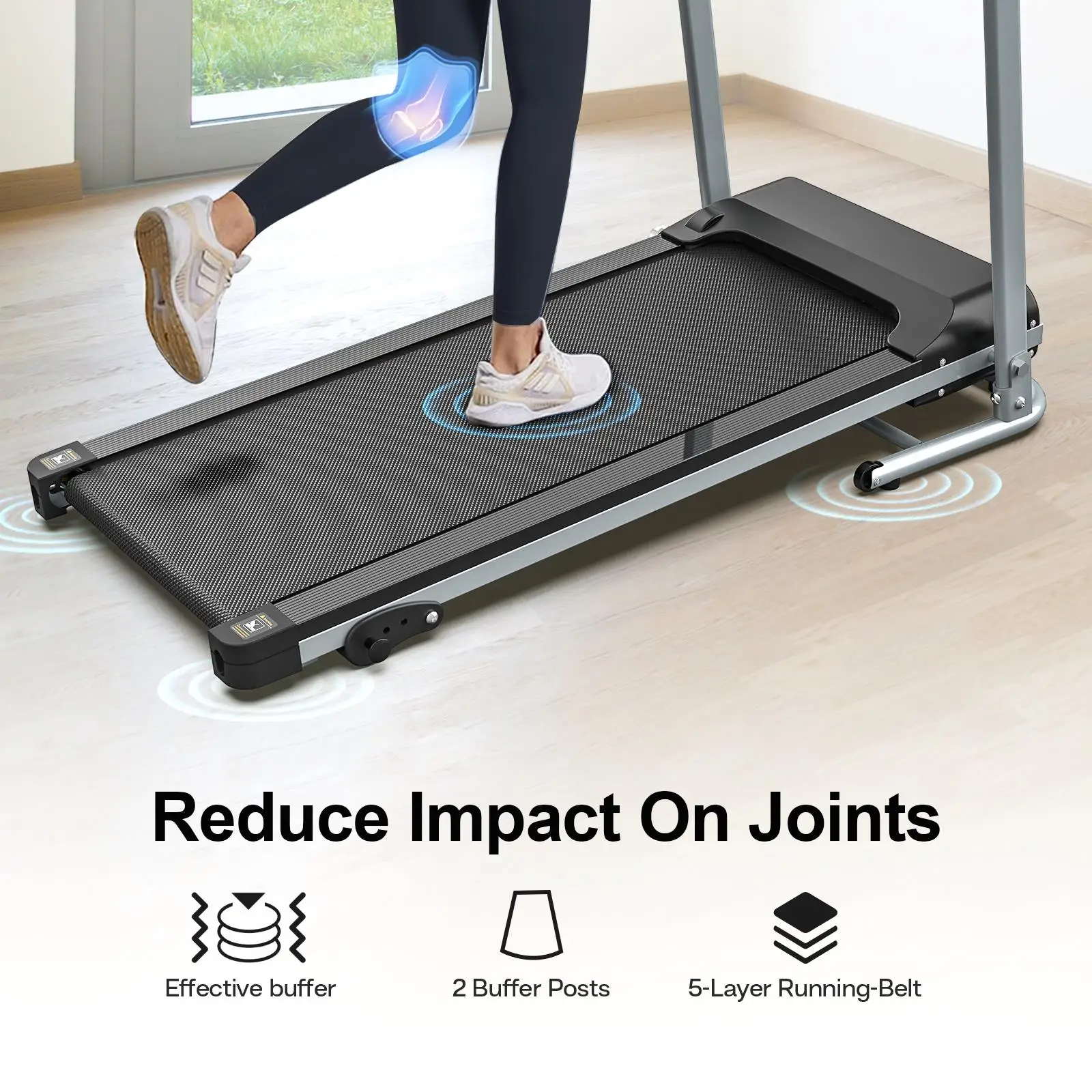 2. Tapis roulant elettrico pieghevole per palestra domestica - Macchina da corsa e da passeggio compatta, capacità 265 libbre