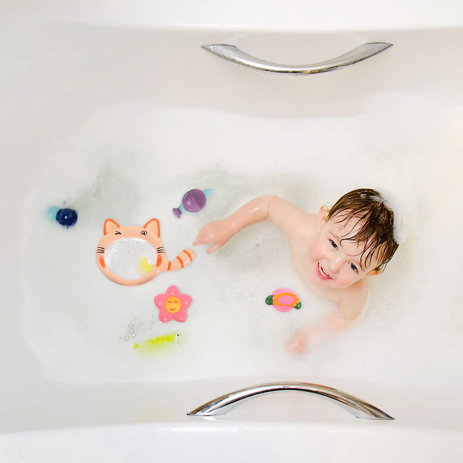 

1Set Baby Bath Water Pourer Kitten Scoop Net Play Set Spraying Fountain Infant Toddler Bathtub Pool Water Summer Play