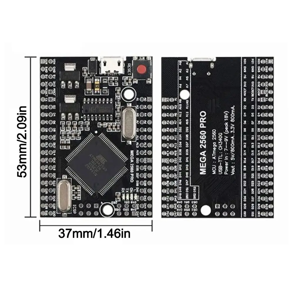 Плата DIY ATmega2560 Mega 2560 PRO, встраиваемая электронная макетная плата Type-C CH340G USB ATmega2560-16AU, плата