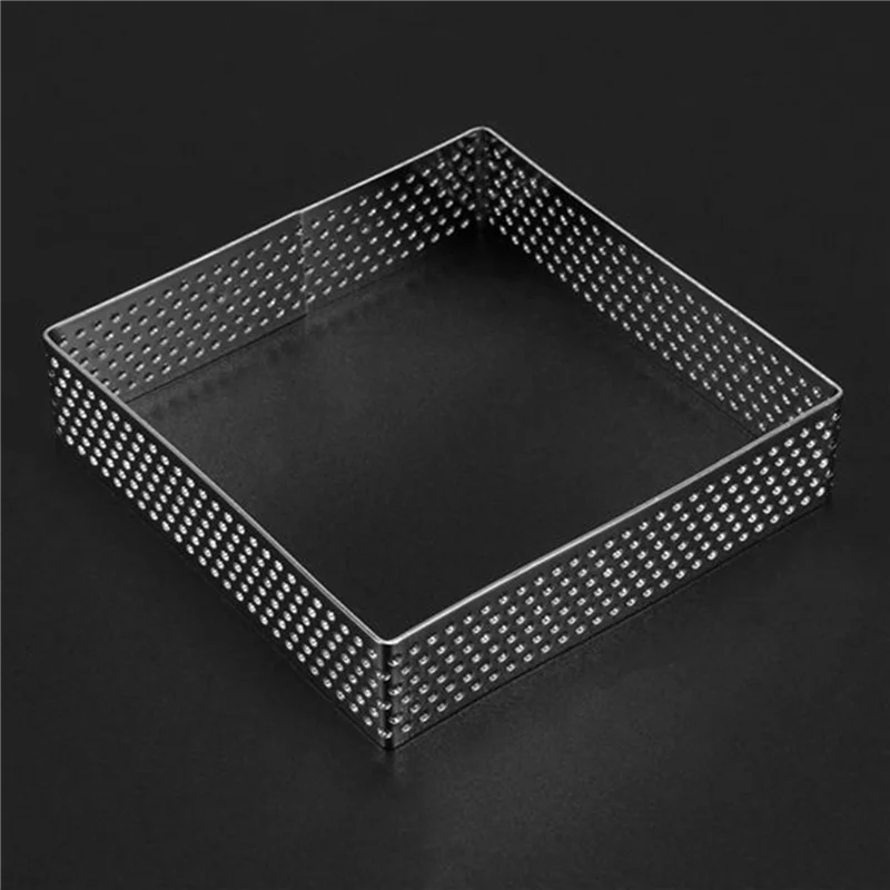 

BHTS-Perforated Tart Ring Stainless Steel Tartlet Molds Square Shape Mould Cake Circle French Pastry Baking Tool, 25 Pack