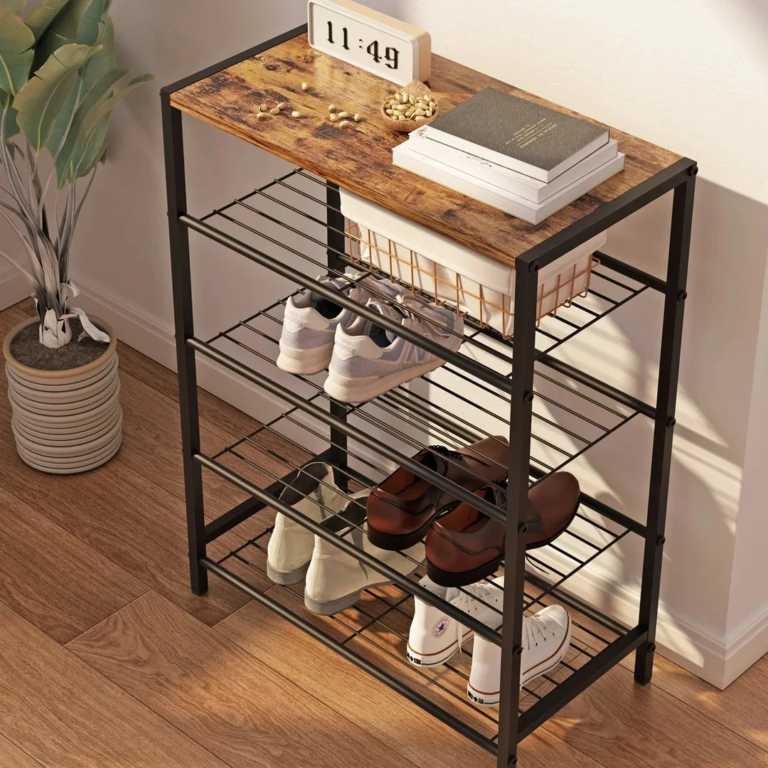 AOLIVIYA Door Entrance Shoe Rack Hallway Cabinet Steel Wood Dorm Assembly Stand