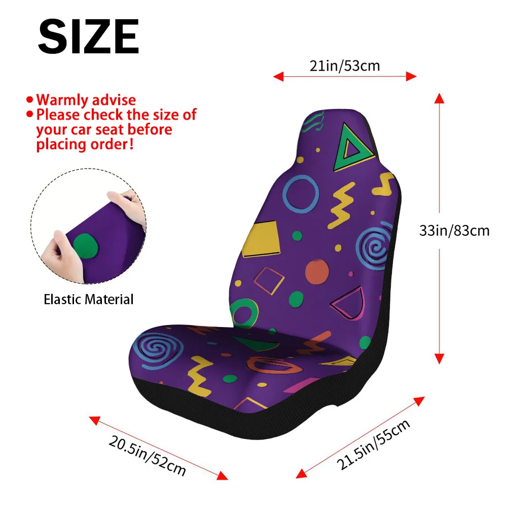 2pcs Colorful Geometric Shapes Seat Covers, Front Seat Protectors For Men And Women, Durable, Comfortable Fit For Cars, Trucks