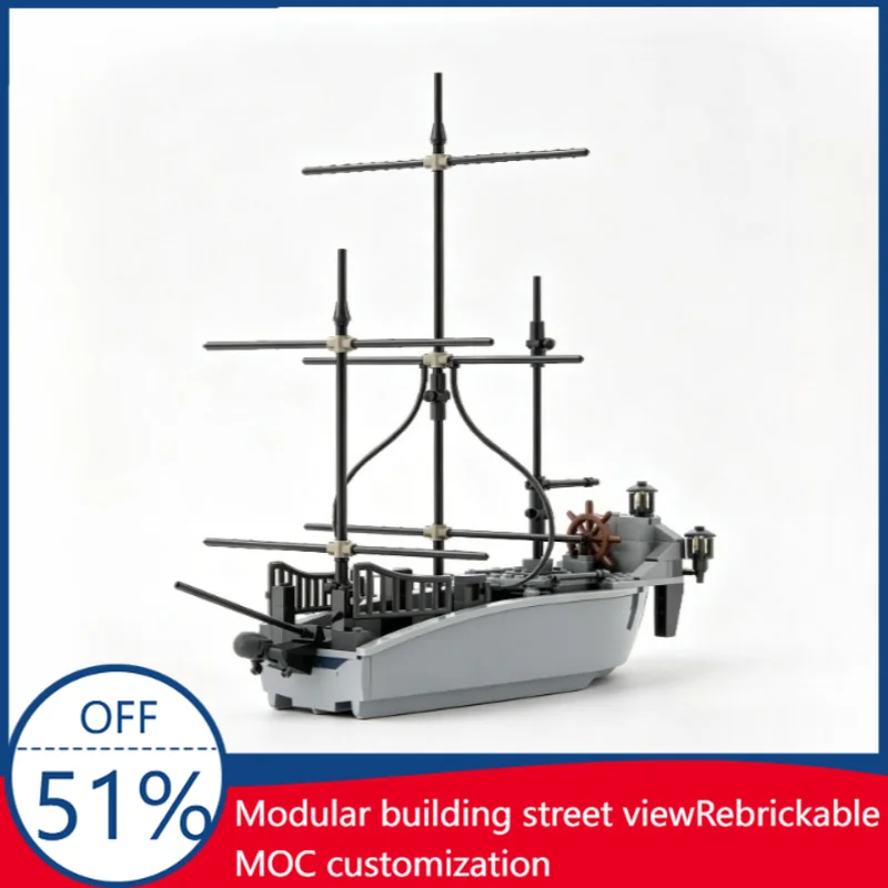 

178PCS Black Pearl Pirate Ship Building Blocks Model with Floating Hull Custom Puzzle DIY Assembly Educational Creative Toy Gift