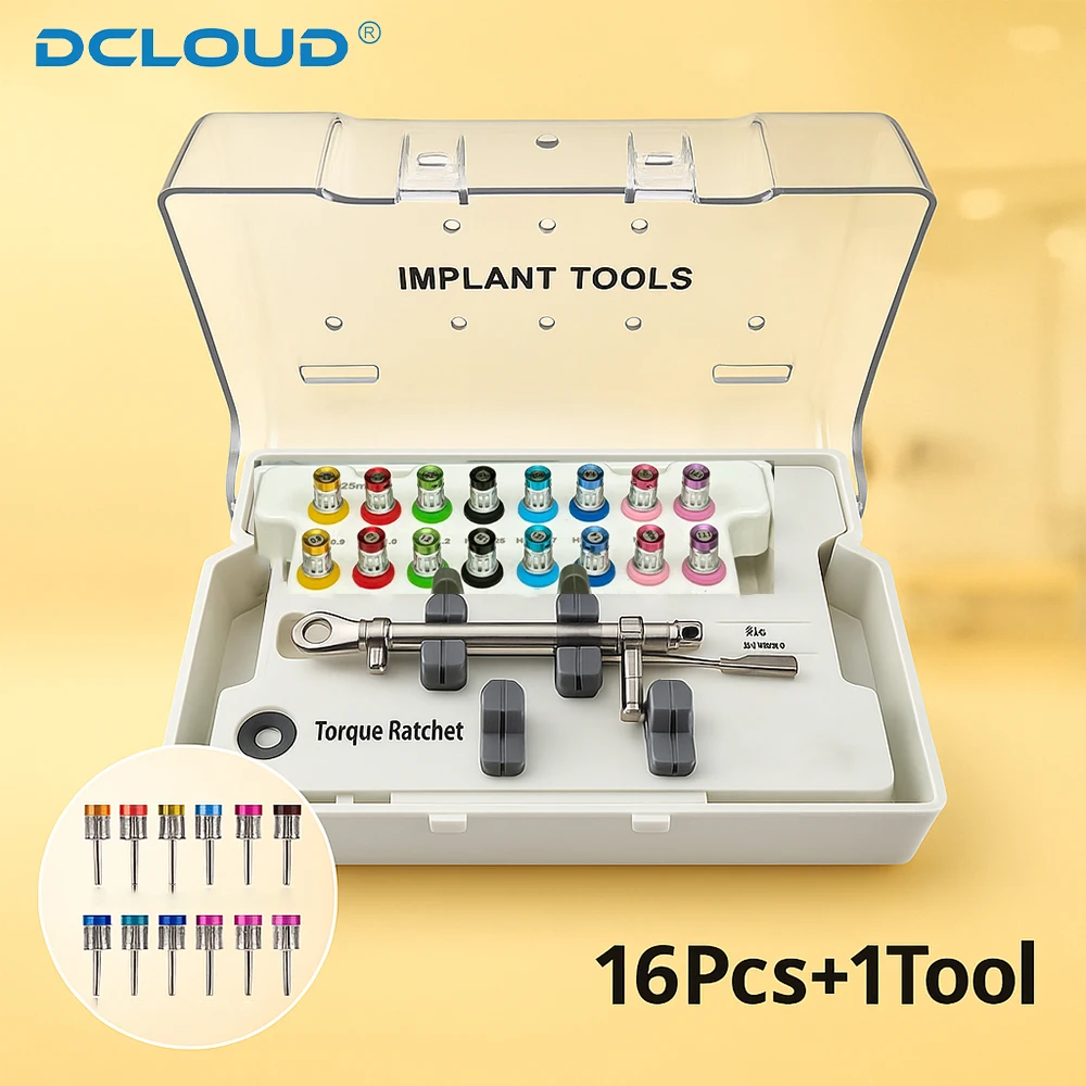 

Professional Dental Implant Tool Kit Universal Torque Wrench 15-70NCM with Screwdrivers Prosthetic Restoration Set Dentist Tool