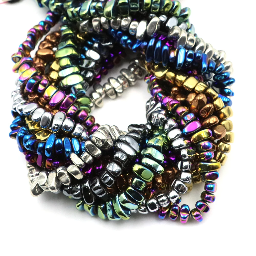 5-8 مللي متر الذهب اللون الفضة مطلي الهيماتيت غير النظامية الحصى الحجر الطبيعي فاصل فضفاض الخرز صنع المجوهرات سوار DIY اكسسوارات #1