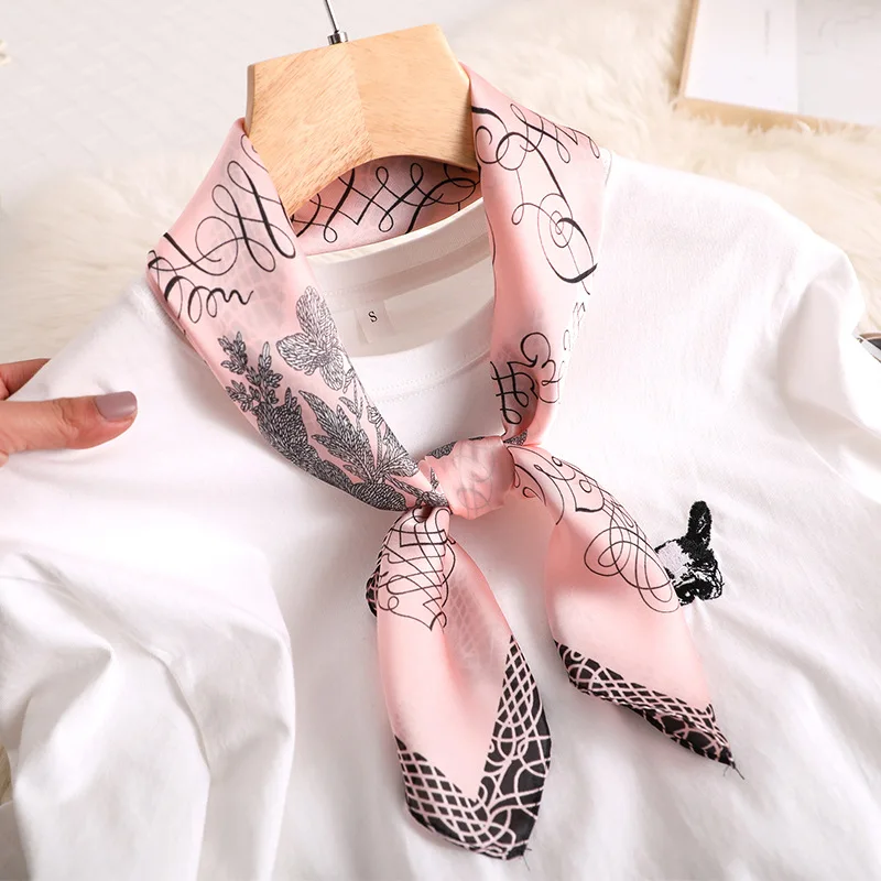 Fashion Scarves for Women Shawl Print Silk Satin Hijab Scarf Female Bandana 70*70cm Luxury Brand Square Shawls Scarfs For Ladies