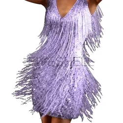 Women's Sleeveless Evening Dress, Summer Beach Tassel Mini Dress, Sparkling Evening Dress, Women's Dress