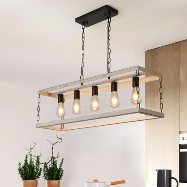 

Farmhouse Cage Kitchen Island Pendant Light E26 with Open Geometric Frame Metal for Dinning Kitche