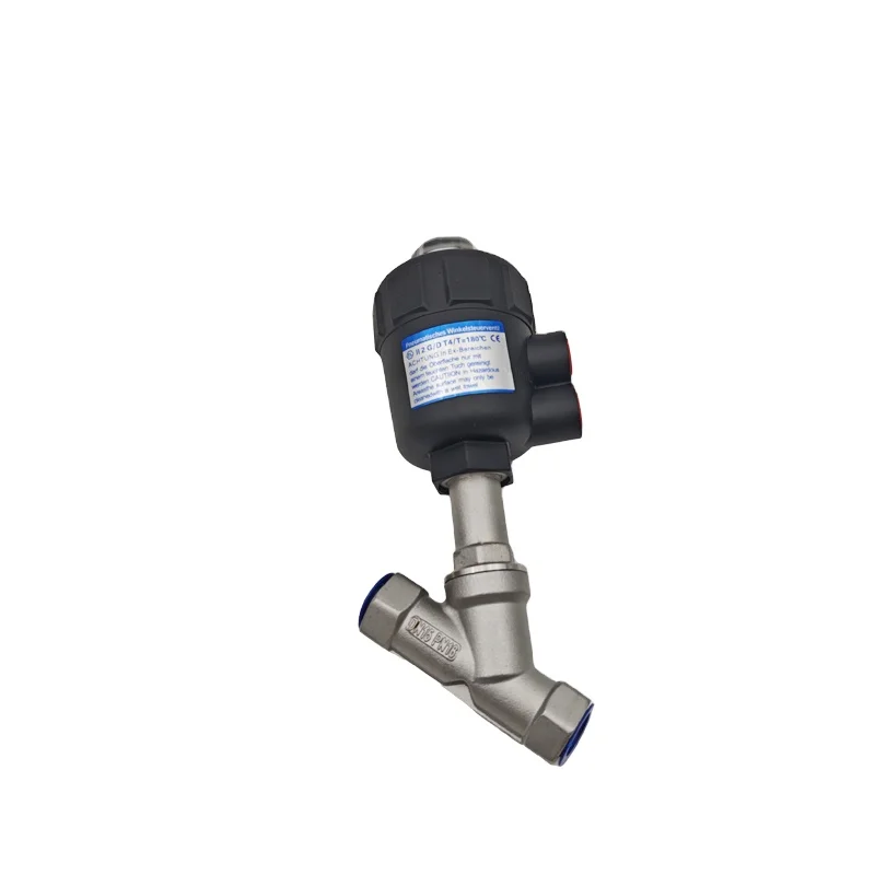 JZF-15 304 Stainless Steel Y-type Pneumatic Angle Seat Valve Plastic Head DN15 Kingpin Pneumatic Components