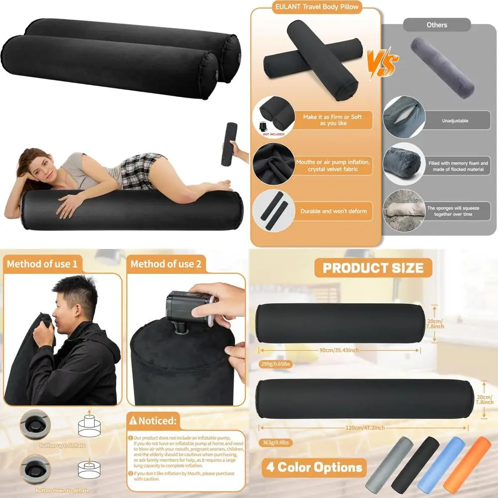 

47 Inch Long Bolster Pillows for Adults, Pregnant Support, Travel, and Hugging Bed Pillows