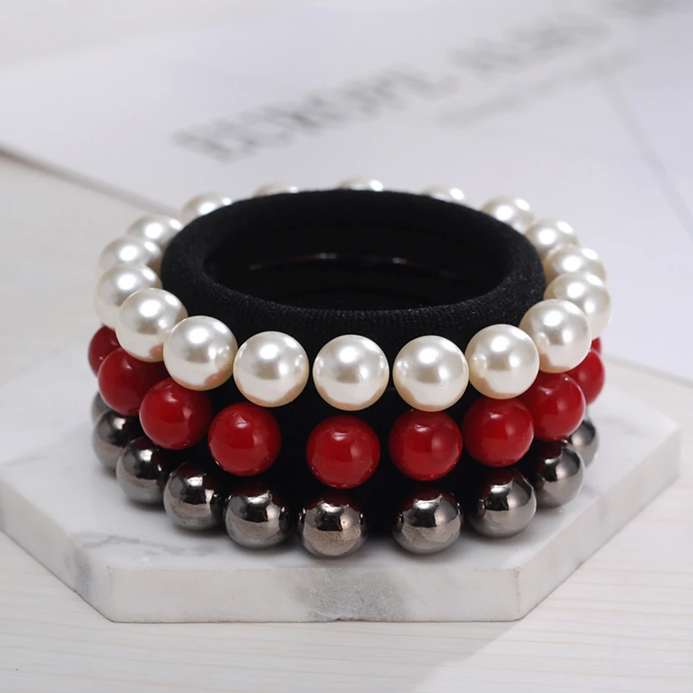 

15 Pcs Pearl Hair Ropes Elastic Tie Women Girls Ponytail Holders Stretch Rings Beautiful Design Daily Gatherings