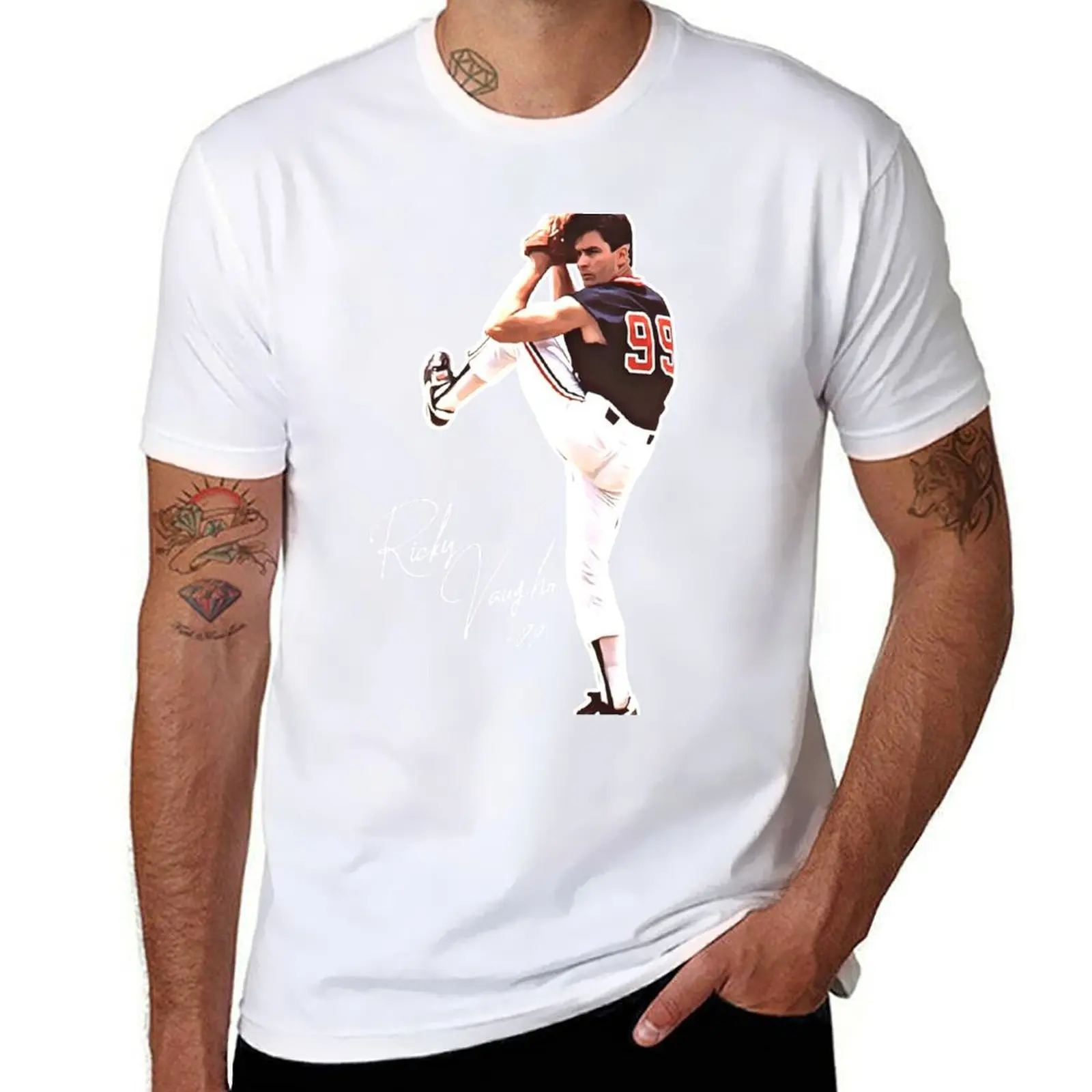 

Ricky Vaughn at the Pitch T-Shirt man t shirt luxury t shirts for man pack cotton T-Shirt
