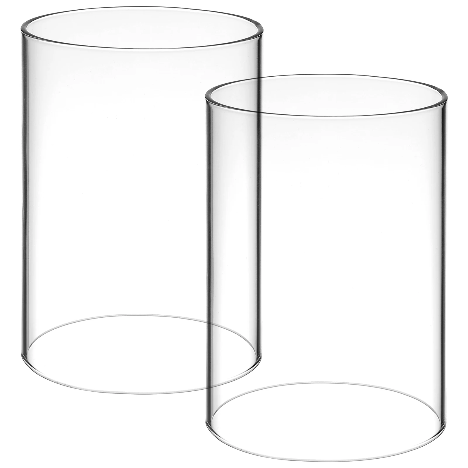 

2Pcs Decorative Glass Shades Clear Cylinder Covers for Home Holders Transparent Desktop Use