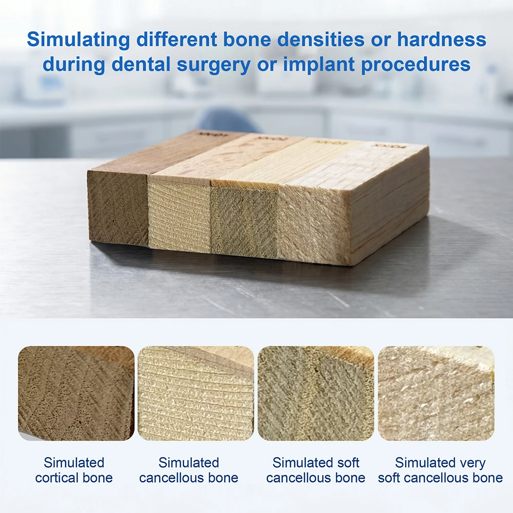 1/4pcs Dental Implant Practice Model Fake Bone Block Wood/Resin Blocks Dental Alveolar Jaw Bone Replica Mandible Training Model