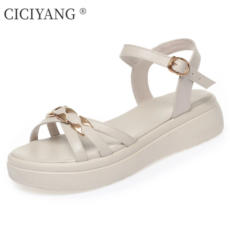 CICIYANG Women Sandals 2024 Summer New Ladies Sandals Comfortable Flat Sandals Women Open Toe Beach Shoes Woman Footwear Treking