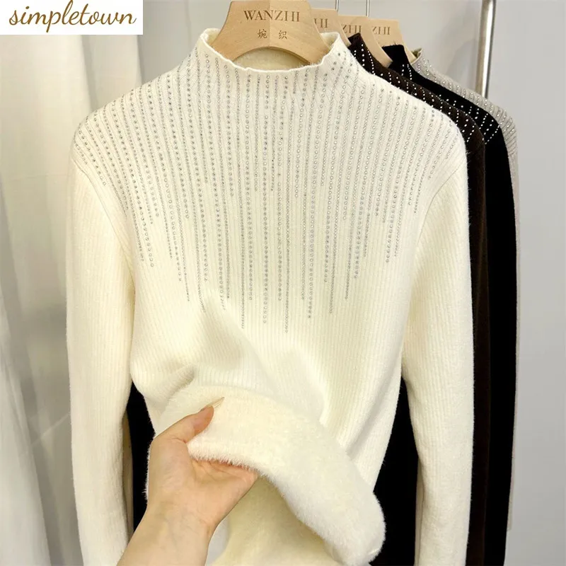 

2023 Autumn/Winter New Thickened Half High Neck Knitted Sweater for Women's Autumn/Winter Warm Versatile Knitted Sweater