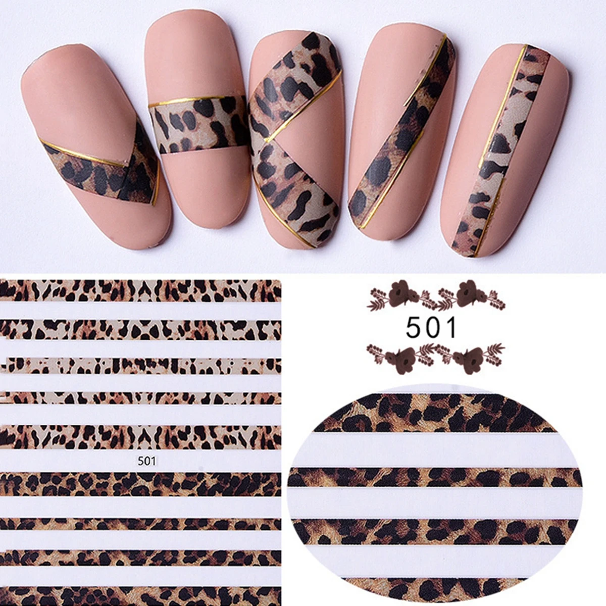 Women Nail Art Leopard Print 3D Stereo Decal New Leopard Print Wholesale Ladies Nail Art & Sticker