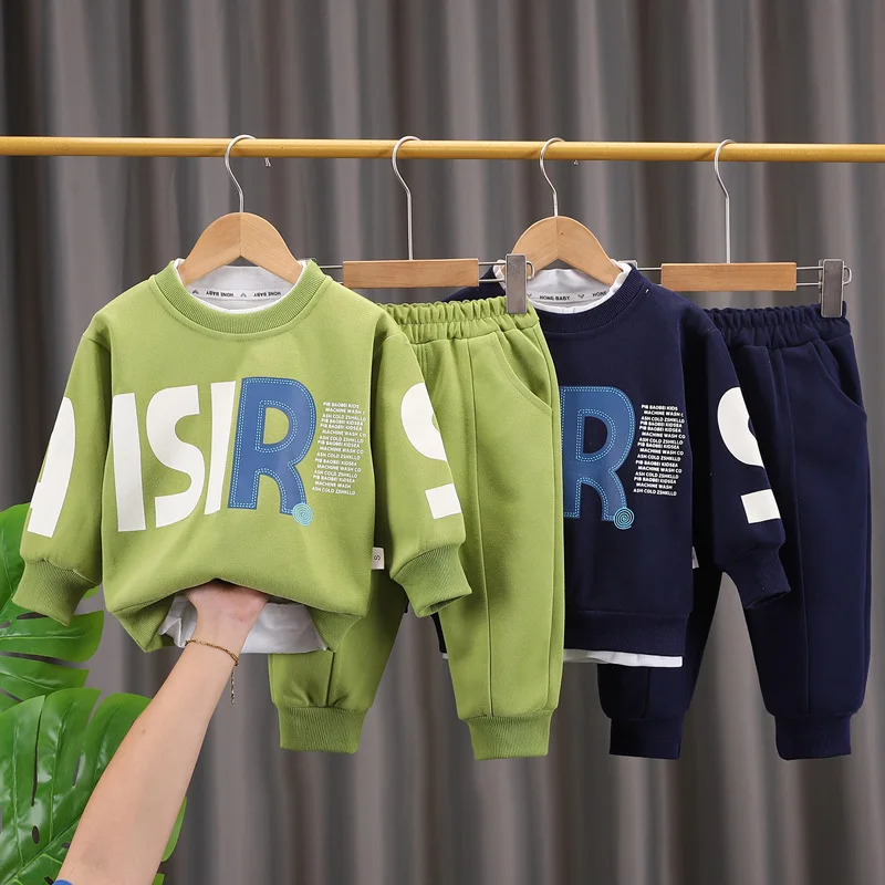 New Autumn Baby Girls Clothes Children Boys Casual Letter Long Sleeved T-Shirt Pants 2Pcs/Sets Toddler Clothing Kids Tracksuits