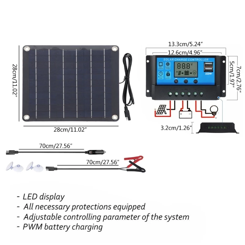 10W Solar Car Battery 12V Waterproof Solar Powered Battery & Maintainer Solar Trickle Dropship