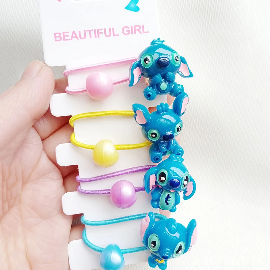 Disney Anime Lilo & Stitch Hair Bands Kawaii Stitch Hairpin Cartoon Rubber Band Hair Accessoires Girl Gifts Toy