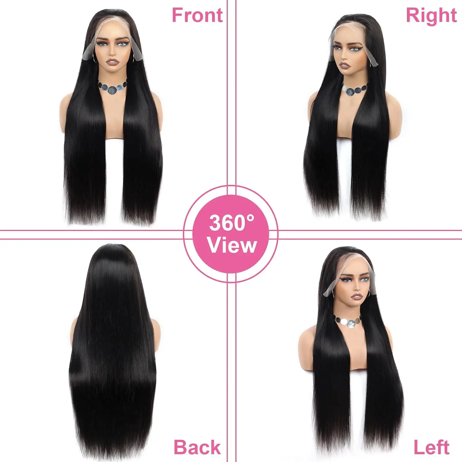 13X4 Straight Lace Front Wigs Human Hair Pre Plucked 200% Density Transparent Lace Frontal Wigs Natural Black Color 20 22 inch