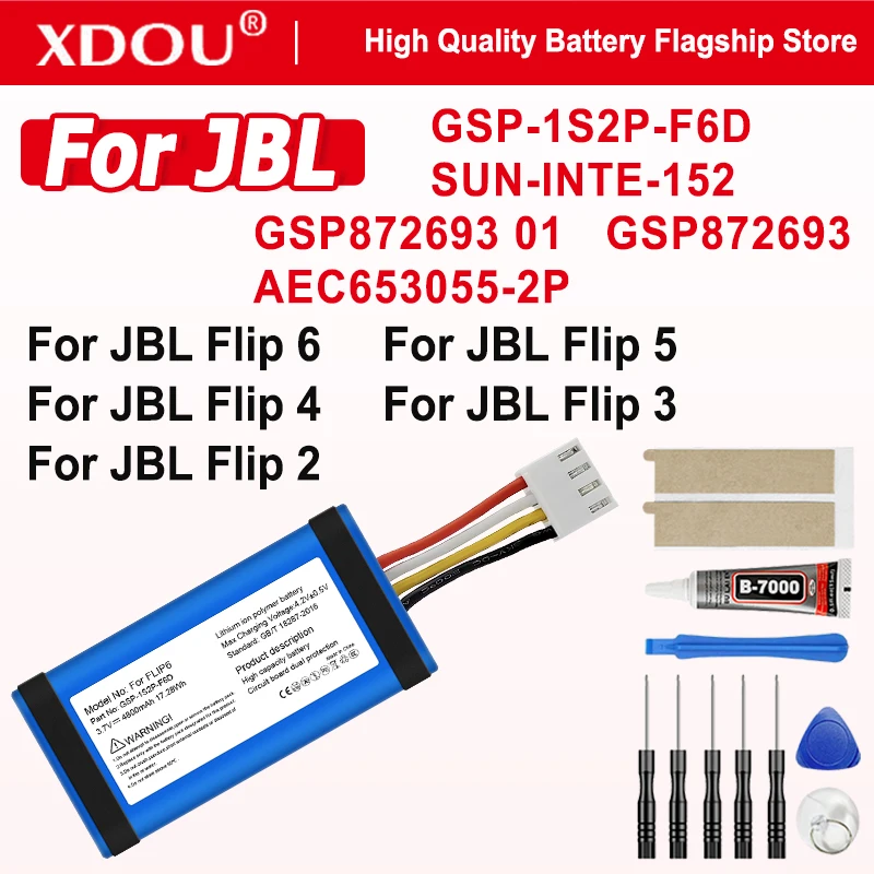 New Replacement  For JBL Flip 6/ Flip6 /Flip 5/Flip 4 Flip4/Flip 3/Flip 2 Speaker Replacement Audio Battery.