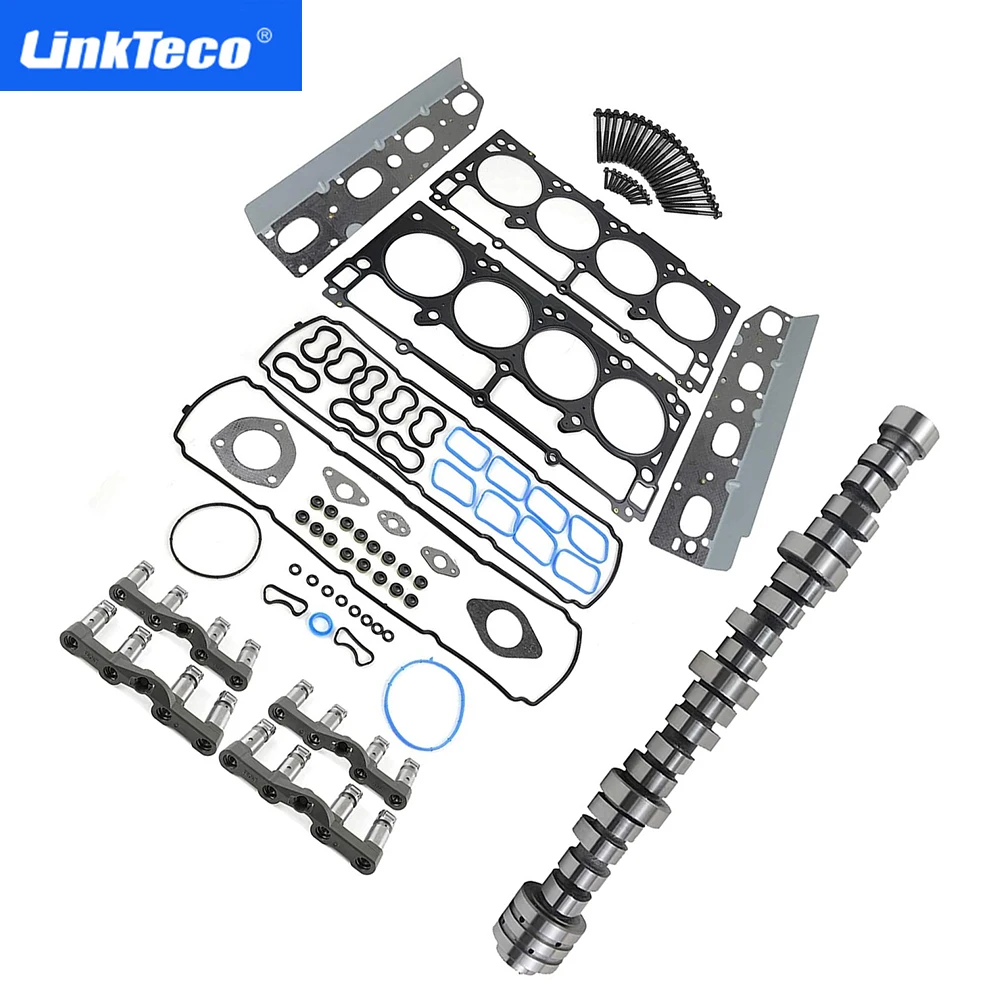 Full Gasket Set MDS Lifters Kit Head Bolts + Camshaft For 2011-2016 Dodge Ram 1500 2500 3500 5.7L Hemi Crew Cab 53021720AB