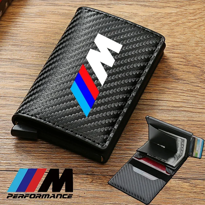 Carbon Fiber Leather Rfid Card Holder Pocket Men Wallets Money Bag For BMW M Logo X1 X2 X3 F10 F30 G11 G07 E60 E46 Performance