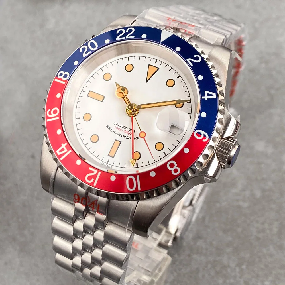 Tandorio 20ATM 40mm Business Sapphire Automatic Men Diver Watch Retro Red Blue Rotating Bezel NH34A GMT Mechanical Man Watch