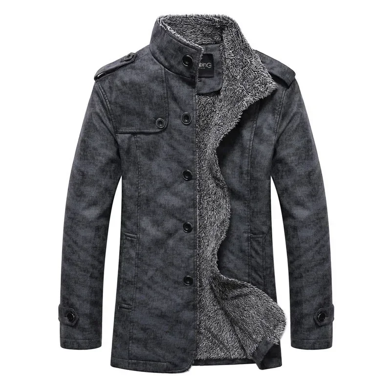 New  Men's Leather Suit Jacket Slim Plus Fleece Coat Fashion Mid-long PU Leather Jacket Streetwear Men Casual Warm Outerwear