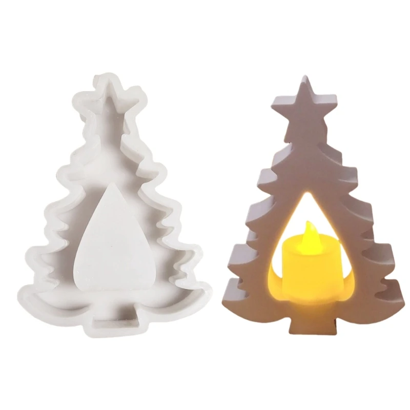 

Silicone Candle Base Molds Ornament Moulds Christmas Tree Shape Candle Holder Molds Silicone Texture for Crafting Lover