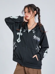 Streetwear Hoodies Goth Harajuku y2k Grunge Punk Jacket Women Letter Print Long Sleeve Sweatshirts