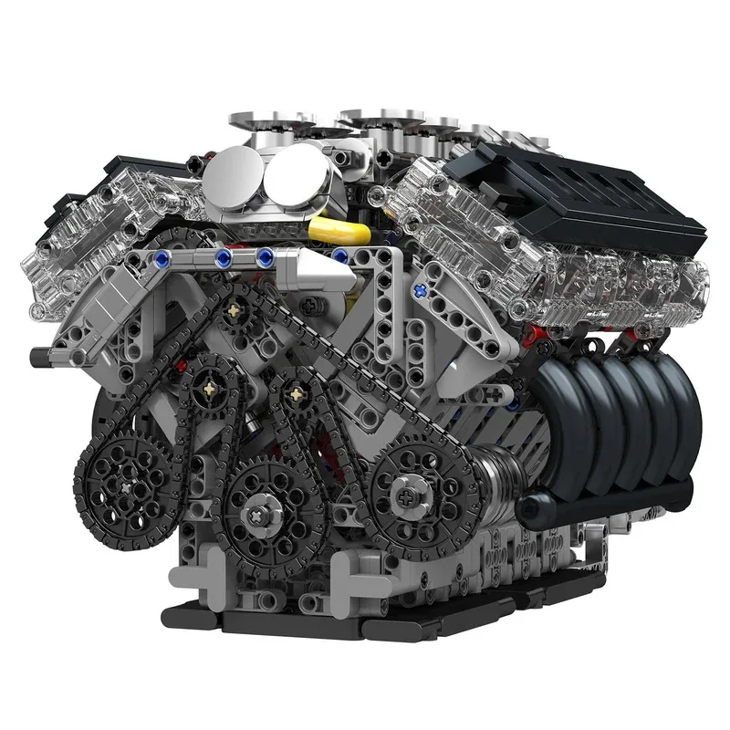 Mould King 10250 Motor técnico de potencia LR V10 Motor de bloques de construcción técnica Super coche Motor ladrillo juguete para adultos