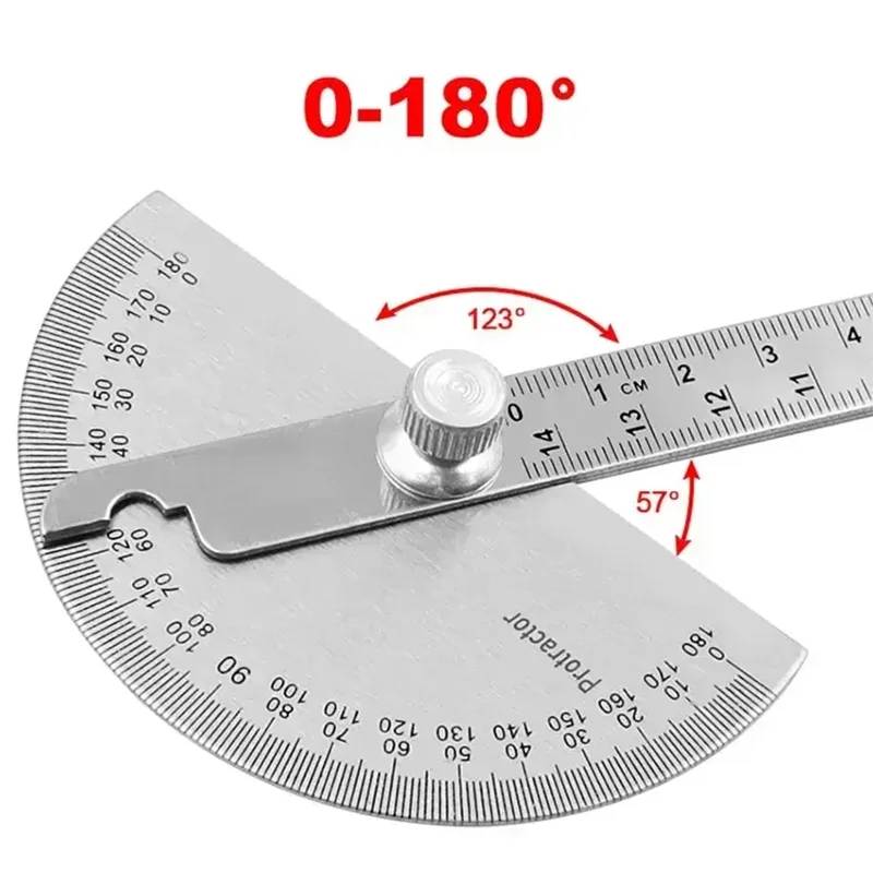 180°Stainless Steel Guage Goniometer Angle Meter Measure Protractor Ruler Metal Finder Woodworking Measurement Tool