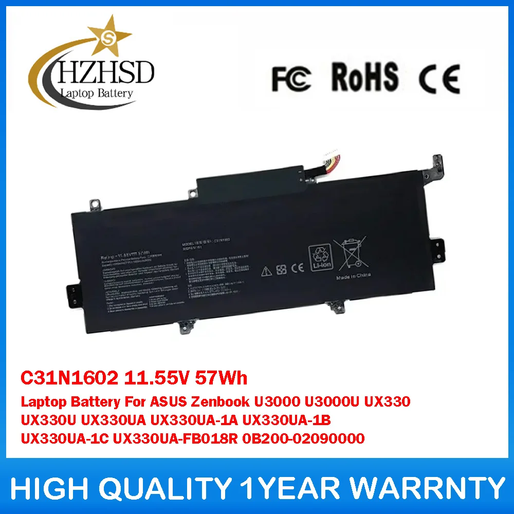 

C31N1602 11.55V 57Wh Laptop Battery For ASUS Zenbook U3000 U3000U UX330U UX330UA UX330UA-1A UX330UA-1B UX330UA-1C UX330UA-FB018R