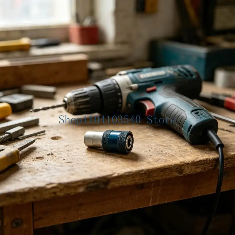02DC Repair Work Threaded Drive Fitting with Steel Body, Grip Sleeve, and Drill Driver Use for Assembly and Installation Tasks